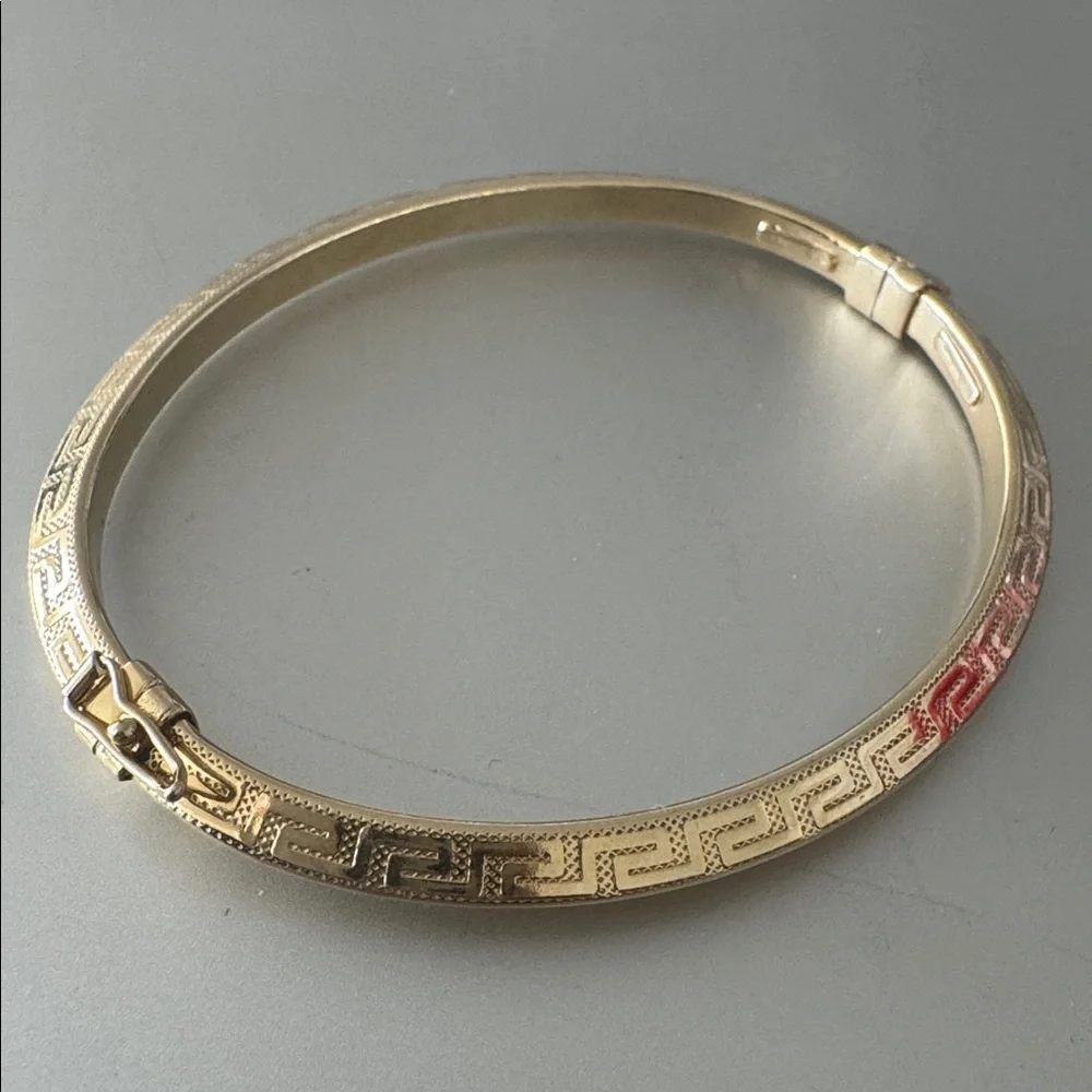 MIA FIORE Gold Plated 925 Sterling Silver Greek Key Dyadema Bangle Bracelet